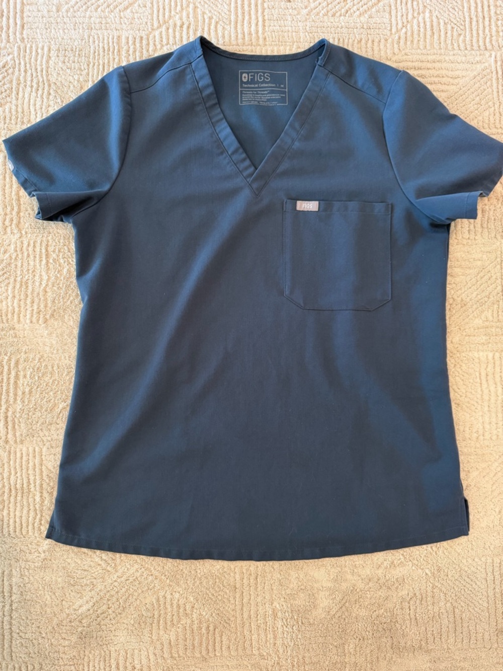 Figs Navy V-Neck Medical Top with Chest Pocket
